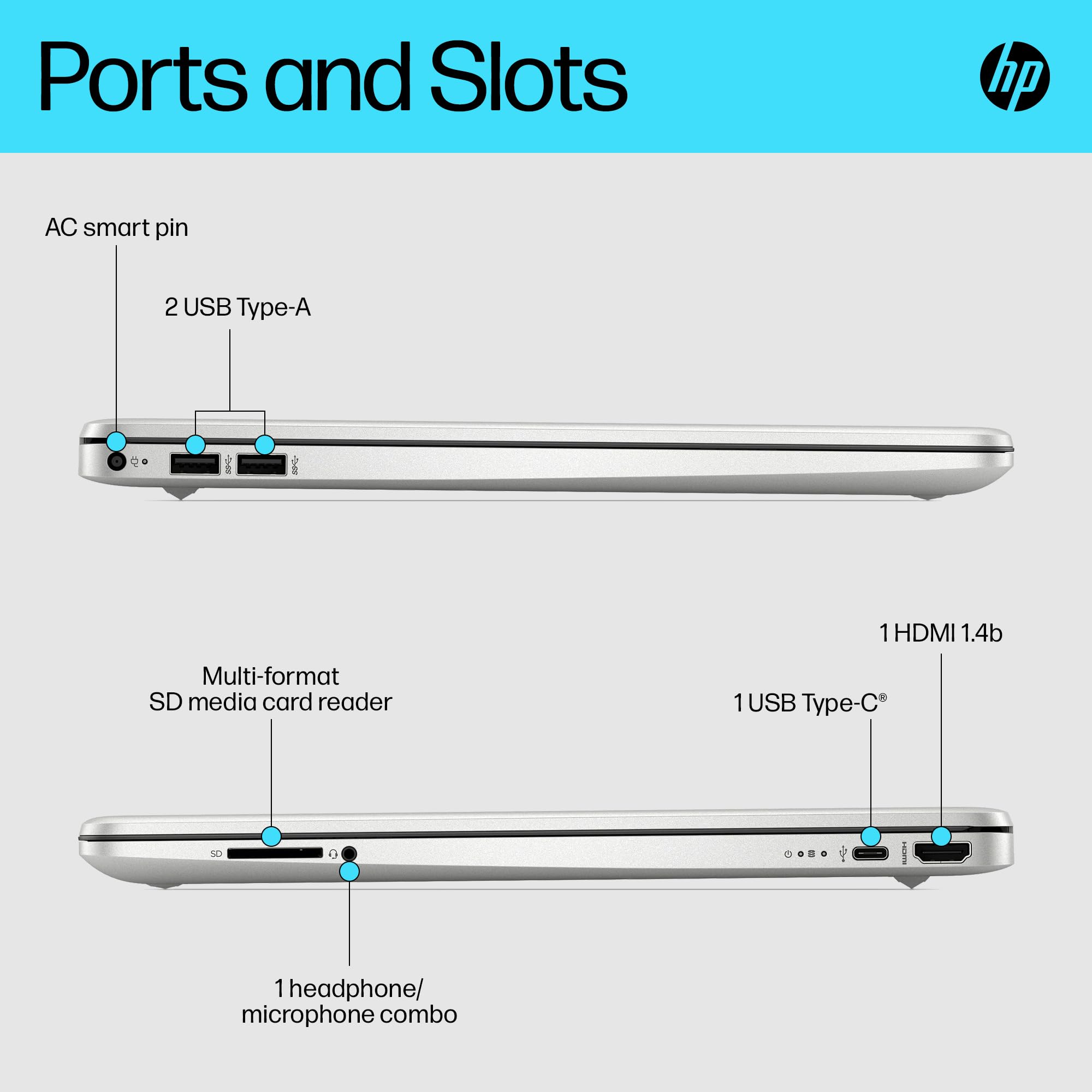 HP 15.6" Laptop | AMD Ryzen 3 7320U Processor | 8 GB RAM | 256 GB SSD | AMD Radeon Graphics | FHD Display | Up to 11hrs 15 mins battery | Win 11 | Dual Speakers | Jet Black | 15-fc0038sa