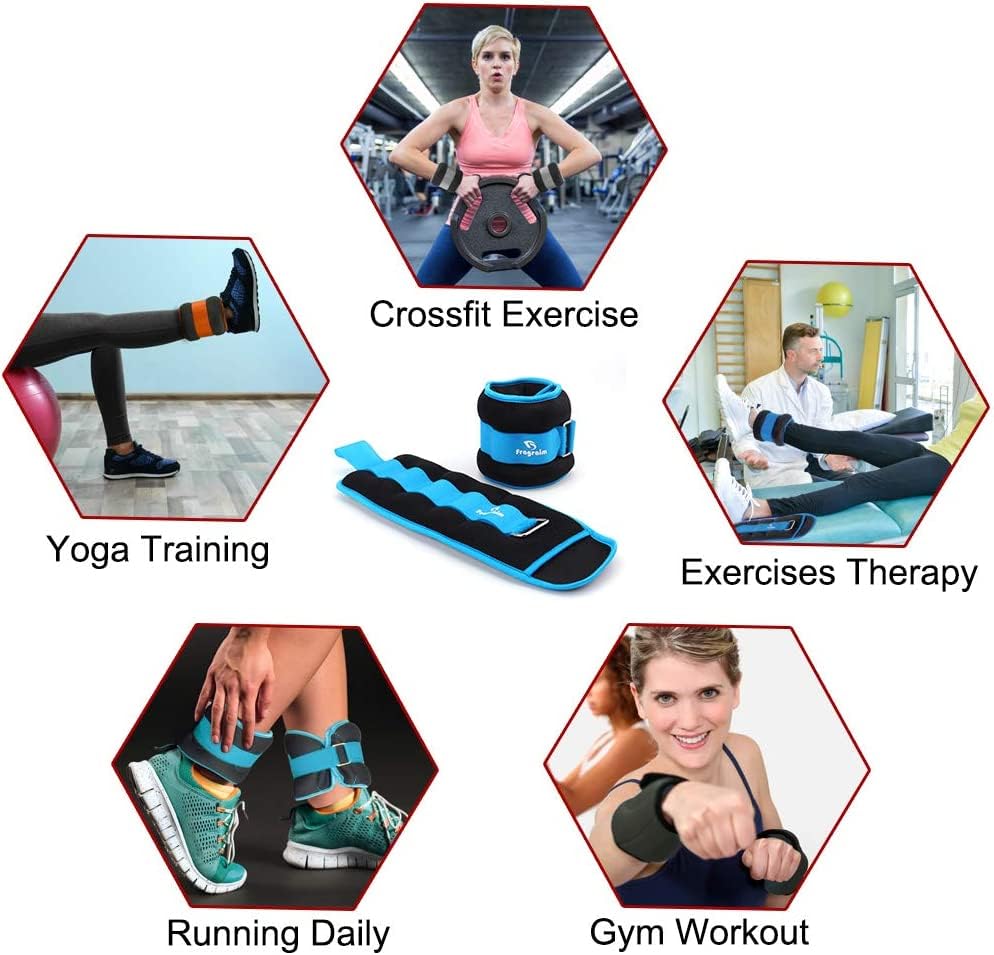 Fragraim Ankle Weights for Women, Men and Kids - 3kg x 2 Strength Training Leg/Wrist/Arm Weight with Adjustable Strap for Pilates, Jogging,