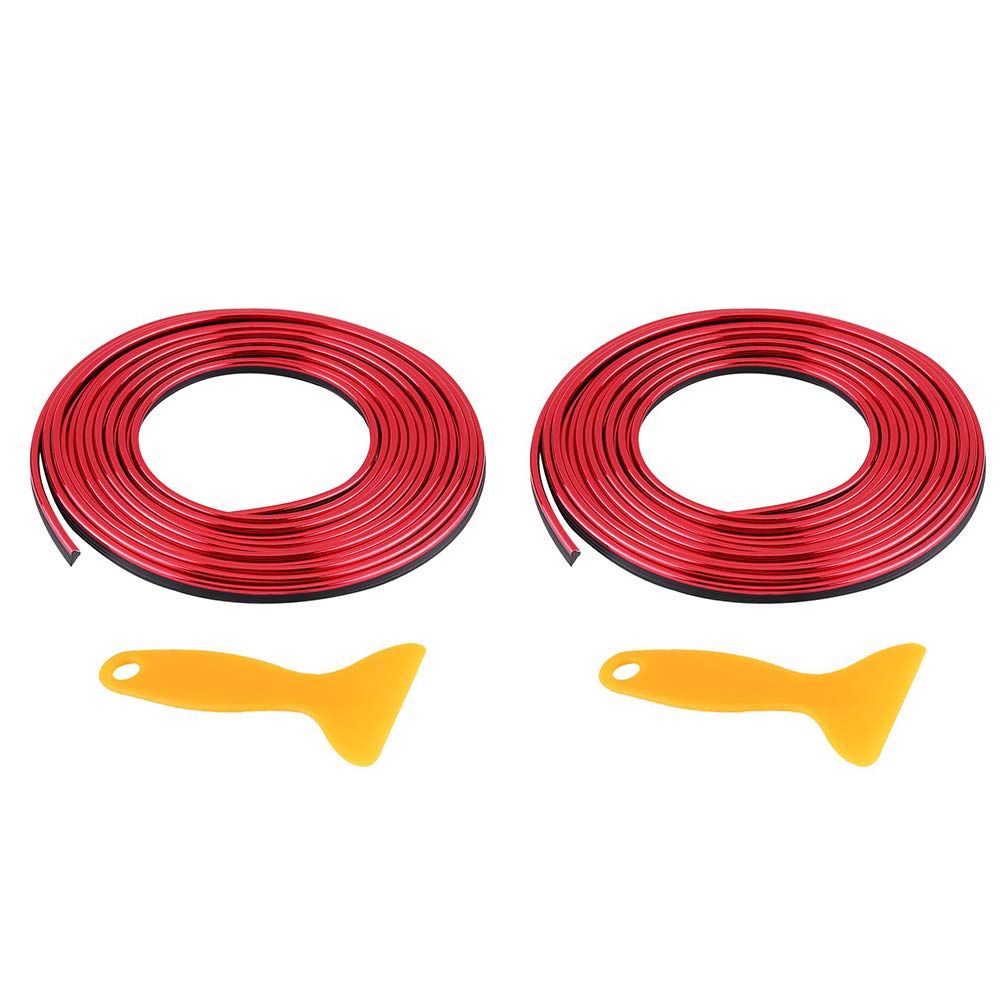 Car Interior Decor Line, 5m 16.4ft Universal Car Interior Moulding Strips Dashboard Air Vent Steering-wheel Decor Line Interior Decoration Sticker(Red)