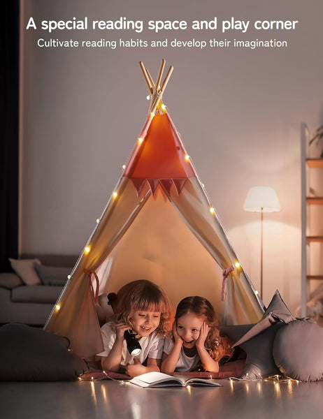 besrey Kids Play Tent Playhouse for Indoor & Outdoor – Spacious Design with Windows, Christmas Tree Flag & Lights Included