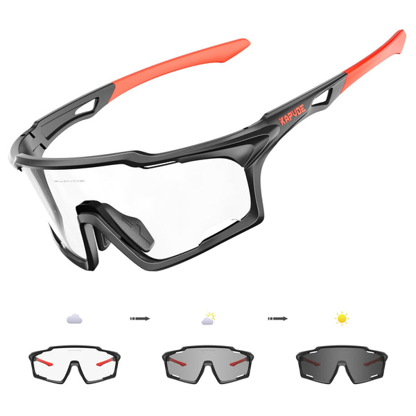KAPVOE Photochromic Cycling Glasses, UV400 Protection, TR90 Frame, Men Women Clear Sports Sunglasses for Cycling, Running, Baseball, mtb, Driving,