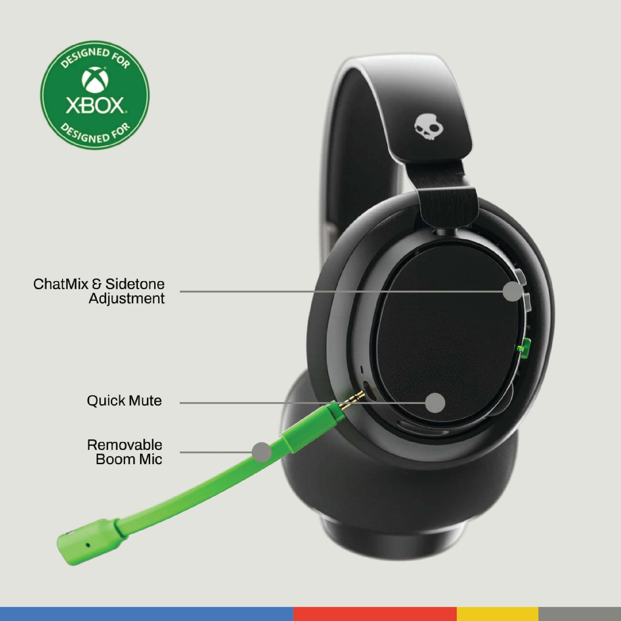 Skullcandy SLYR Pro Wireless Multi-Platform Gaming Headset, Bluetooth Headphones, Up to 24 Hrs Battery, PC, PlayStation, Nintendo Switch, 2.4GHz Low Latency Wireless Transmitter Included - White/Blue