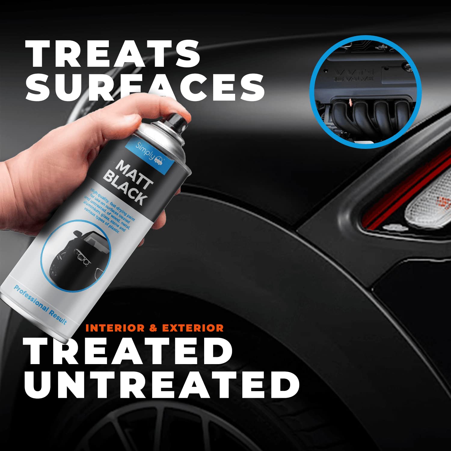 Simply SP-022 Glossy Black Spray Paint 500ml – Fast Drying – High Adhesion - Non-Fading UV Resistant – Wear Resistant & Scratch Free