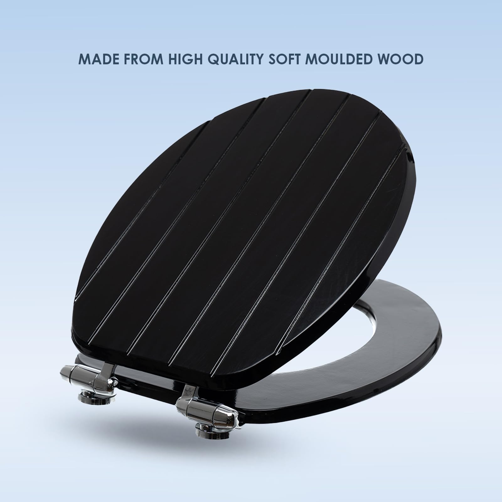 AQUALONA® Luxury Soft Close Toilet Seat - Moulded Wood - Stainless Steel Slow Close Hinges - Click, Lift & Clean Technology (Bamboo Toilet Seat)