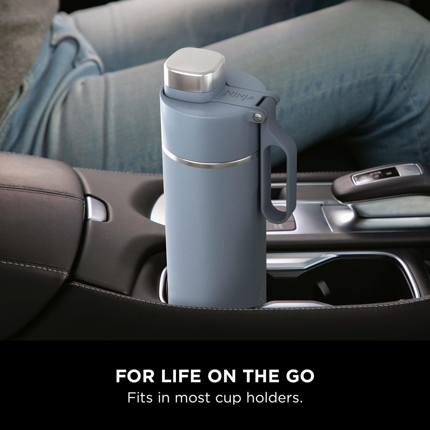 Ninja Thirsti Water Bottle and Flask 709 ML With Leak-Proof Lid, Designed For Carbonated, Hot & Cold Drinks, Ideal For Travel & Sports, Triple Insulated, Stainless Steel Bottle, Black, DW2401EUUKBK