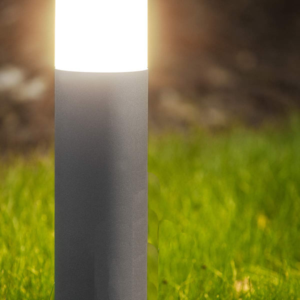 CGC Lighting Dark Grey Outdoor Bollard Post Light Garden Modern Cylinder Anthracite Contemporary Patio Terrace Garden Path Drive Door Gate Driveway