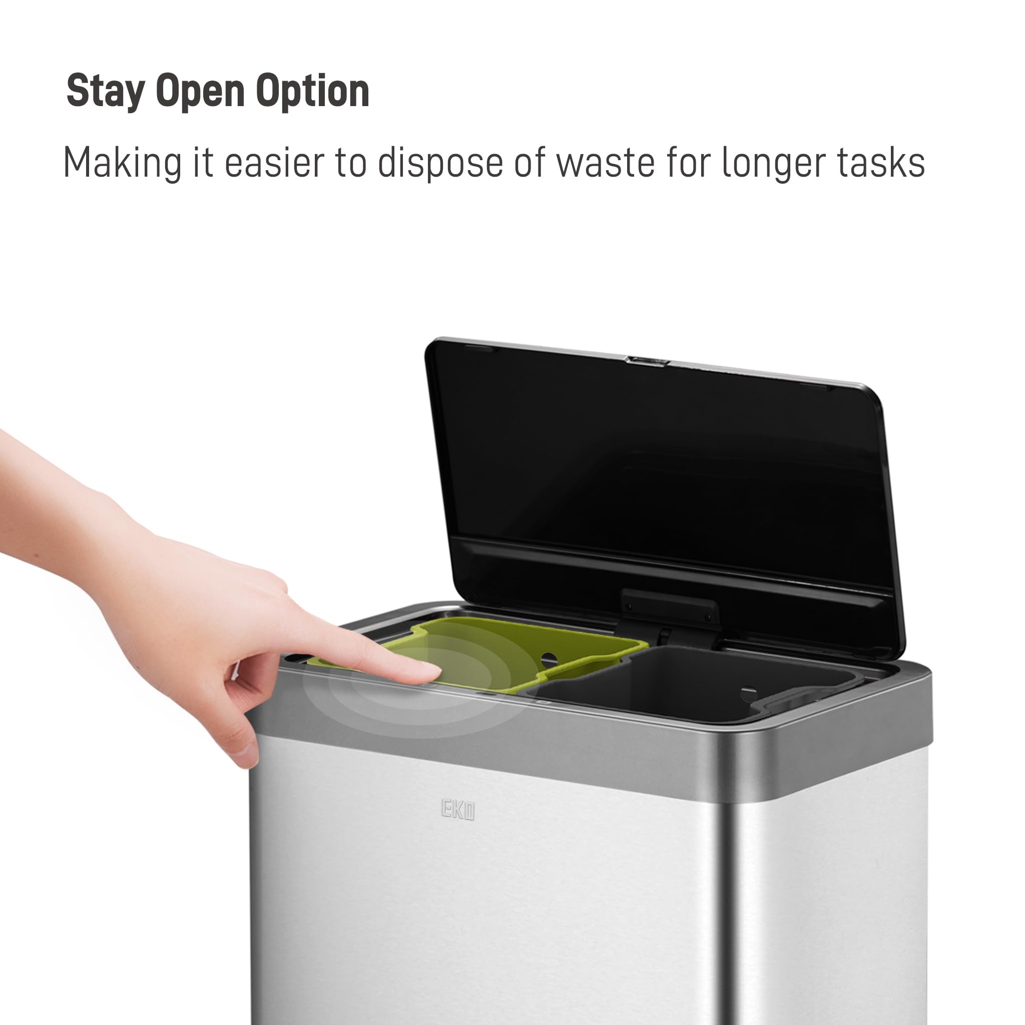 EKO Mirage X Recycling Sensor Kitchen Bin - Sleek & Hygienic Touch-free Dual Compartment Rubbish Bin, Perfect for Kitchen & Home, Stainless Steel, 40