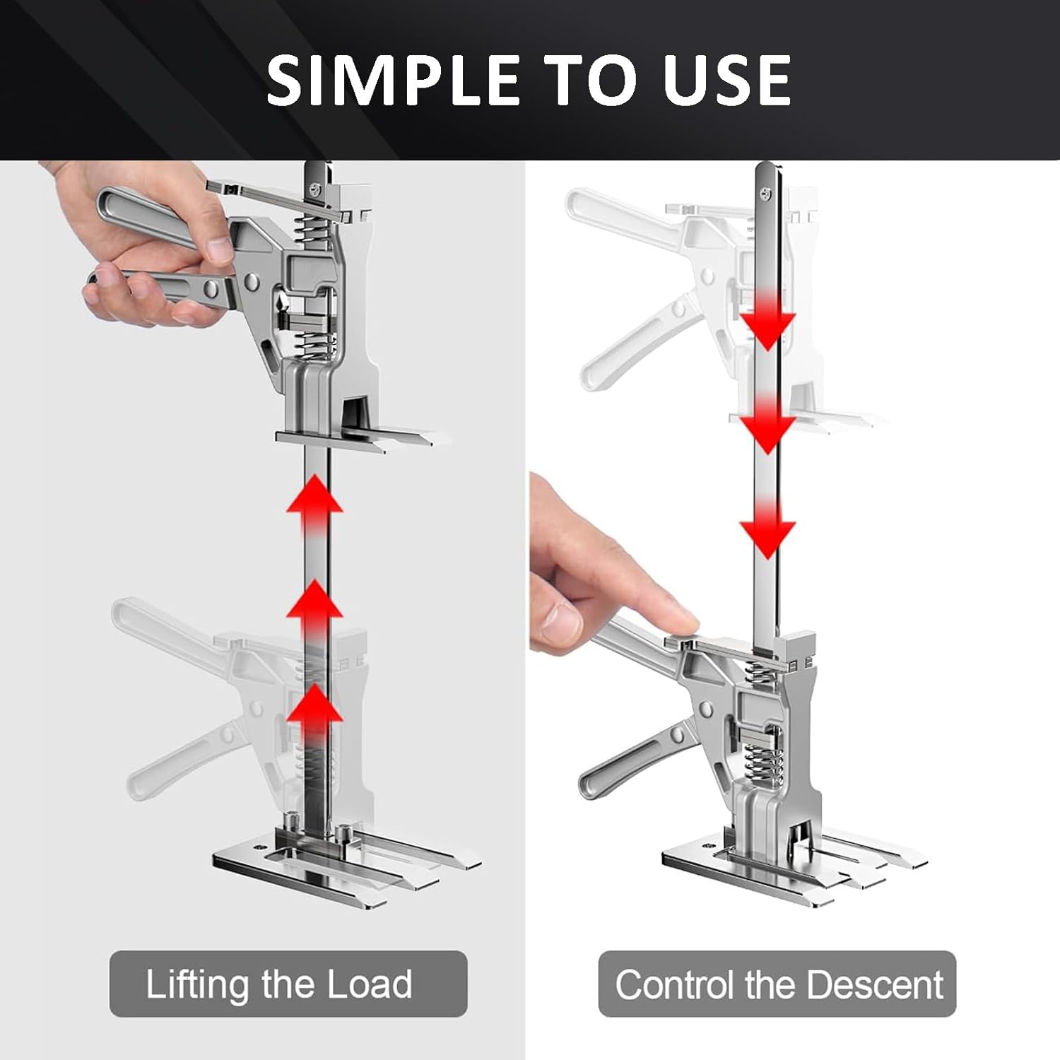 Labor Saving Arm Jack 2 Pack, Multi-Function Hand Lifting Tool Jack, Two-Speed Descent Furniture Lifter Jacks, Arm Tool Lift for Installing Cabinets,Doors & Windows, Load-Bearing 400 kg