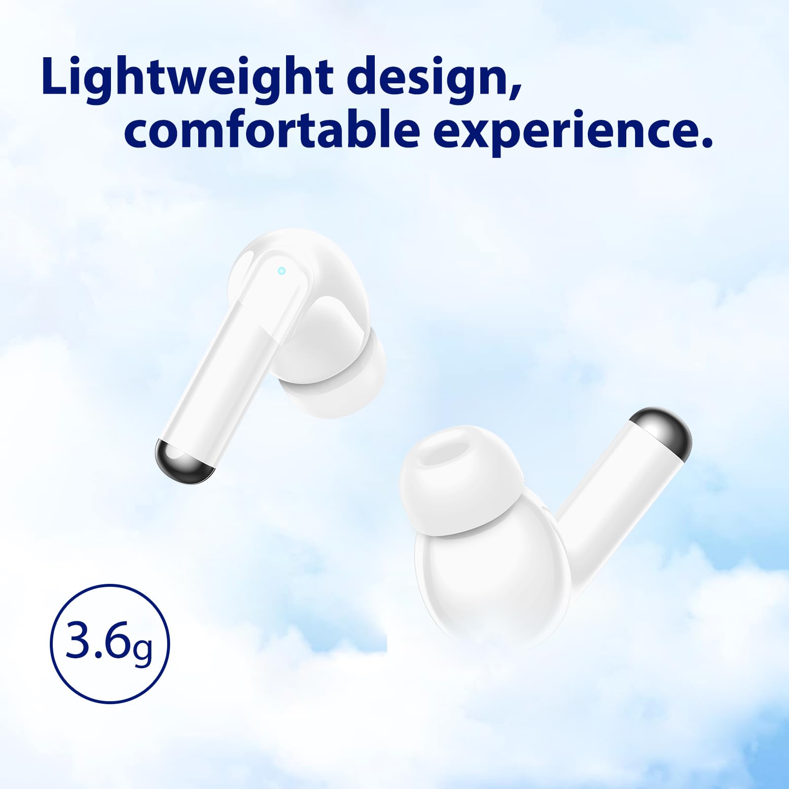 Wireless Earbuds, Earphones with HiFi Stereo Deep Bass In Ear Buds, Bluetooth 5.4 Headphones with 6 ENC Noise Cancelling Mic, 50H Playtime, Wireless Headphones Mini Ultra Light, IP7 Waterproof