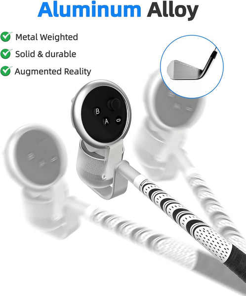 BRICOK VR Golf Club Compatible with Meta Quest 3/Meta Quest 3S, 90 Degree Unblock Signal Aluminum Attachment with 1:1 Molded Controller Cup, Right
