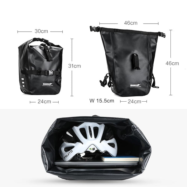 Rhinowalk Bike Bag Waterproof Bicycle Pannier Rear Seat Bag for Cycling Bicycling Traveling Riding, Black