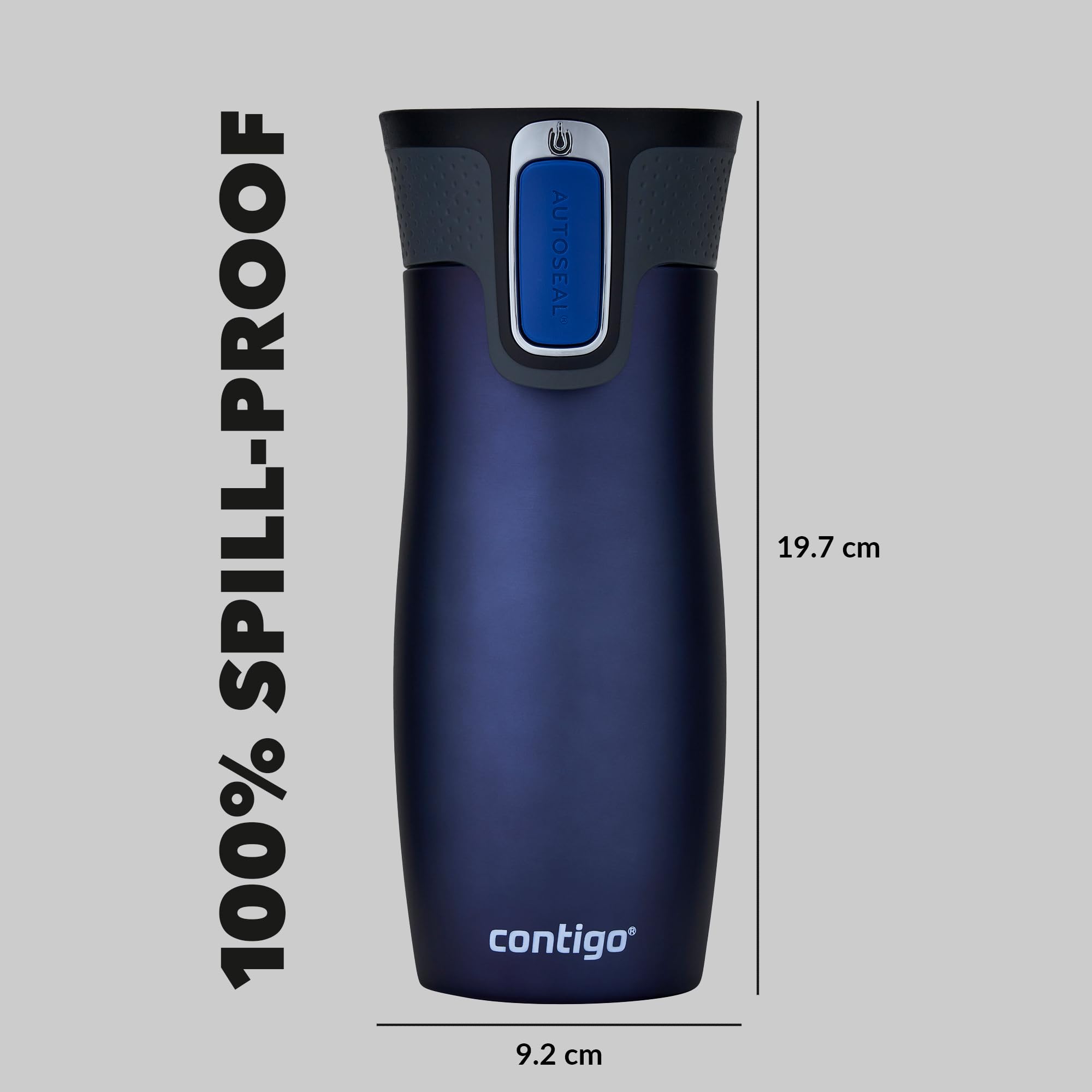 Contigo West Loop Autoseal Travel Mug, Stainless Steel Thermal Mug, Vacuum Flask, Leakproof Tumbler, Coffee Mug with BPA Easy-Clean Lid