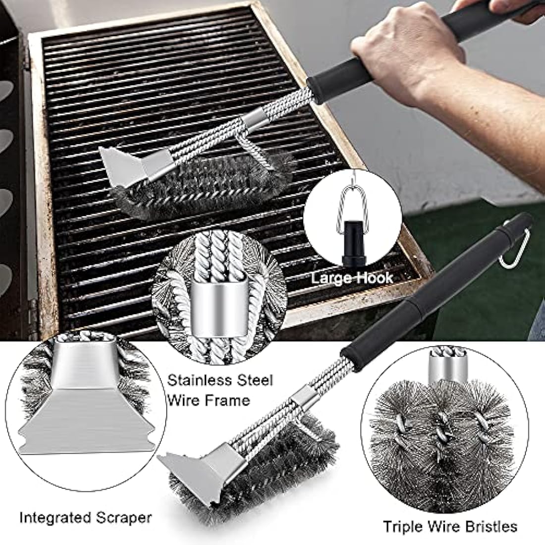 Herogo BBQ Tool Sets, 6 Piece Heavy Duty Stainless Steel Barbecue Accessories with Portable Bag, BBQ Utensil Set Includes Spatula, Fork, Tong and Cleaning Brush, Grill Tool for Outdoor Camping Picnic