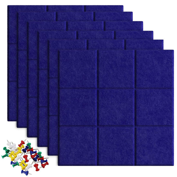 Uoisaiko Large 30x30cm Felt Board Tiles with 30 Pins, Pack of 6 Bulletin Board Notice Boards for Home Office Kitchen, Self Adhesive Pin Board Wall Tiles for Photos Memos