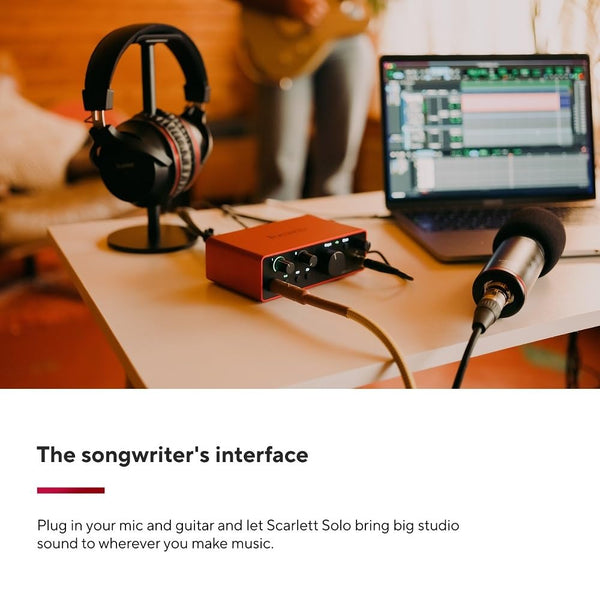 Focusrite Scarlett 2i2 4th Gen USB Audio Interface for Recording, Songwriting, Streaming and Podcasting — High-Fidelity, Studio Quality Recording, and All the Software You Need to Record