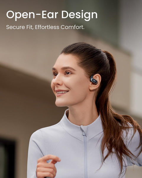 SHOKZ OpenFit Air Open-Ear Headphones, True Wireless Bluetooth Earphones with Mic, Fast Charging, 28h Playtime, IP54 Waterproof for Workout - Black