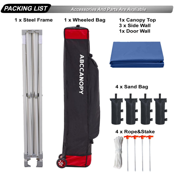 ABCCANOPY 3x6M Pop Up Gazebo Canopy Commercial Tents Market stall with 4 Removable Sidewalls and Roller Bag Bonus 4 Weight Bags (Grey)