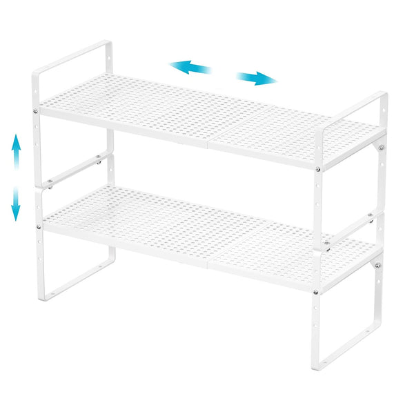 iPEGTOP Expandable Cabinet Storage Shelf Organizer Rack, Heavy Duty Steel Metal Spice Rack Adjustable Height Home Office Pantry Shelf Space for