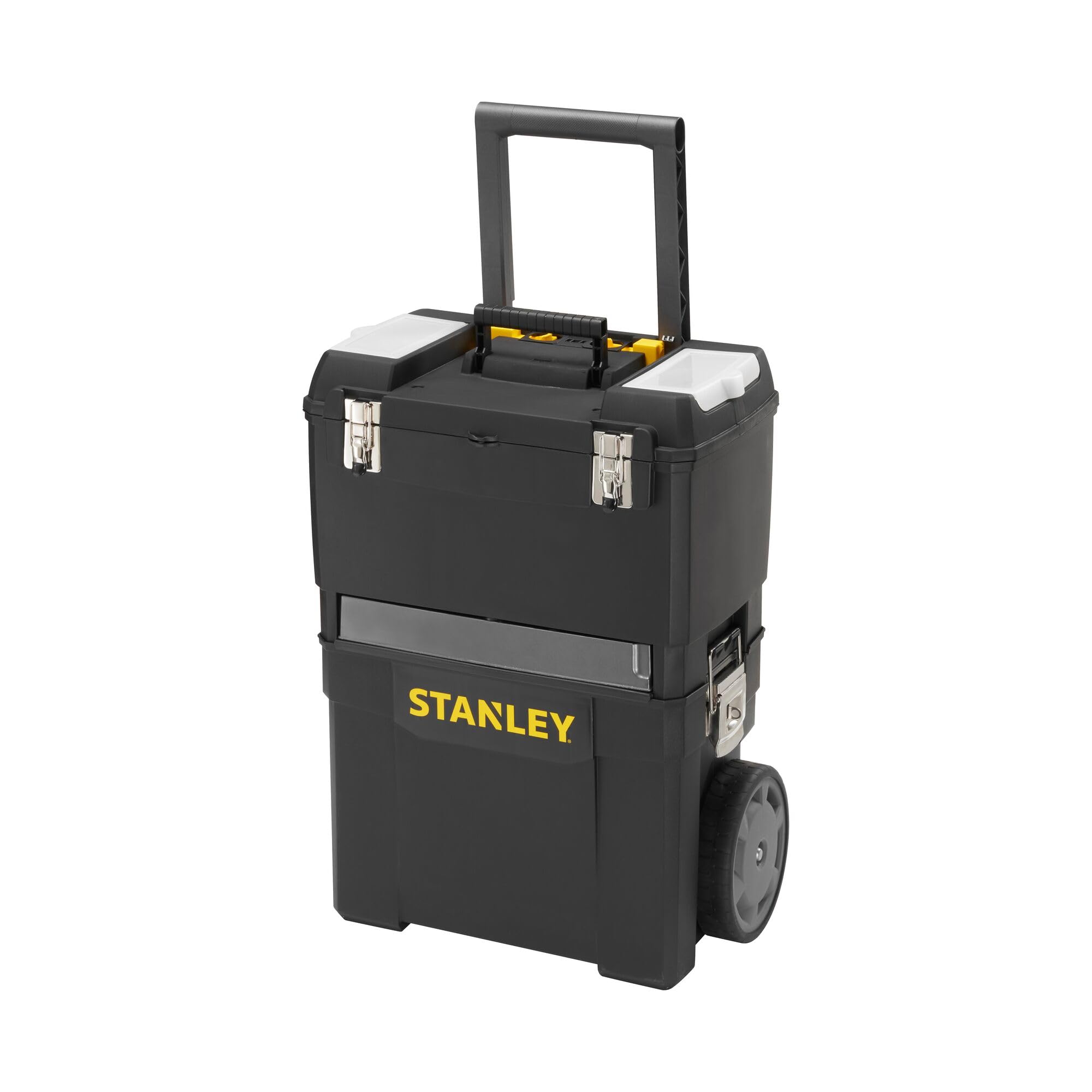 STANLEY Mobile Work Centre Toolbox, 2-in-1 Rolling Workshop with Stackable Units, Removable Toolbox, and Swivel Storage Carousel, 1-93-968