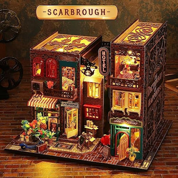 Spilay Diy Miniature House Kit with Wooden Furniture, DIY Dolls house Kit with Dust Proof Cover, Music Box and LED, 1:24 Scale Creative Gift for Women Girl Friend Lover ES009