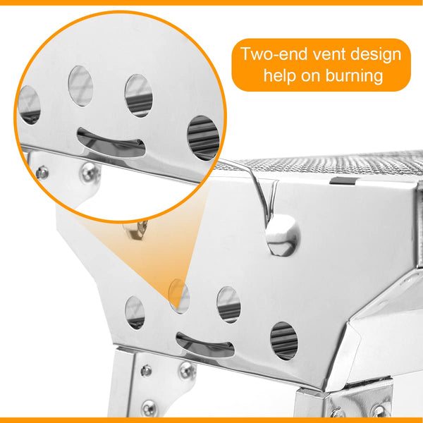 AGM Charcoal BBQ Grill - 680x320x730mm, Large Foldable Stainless Steel Barbecue Grill for Camping, Picnic, Garden, and Outdoor Cooking