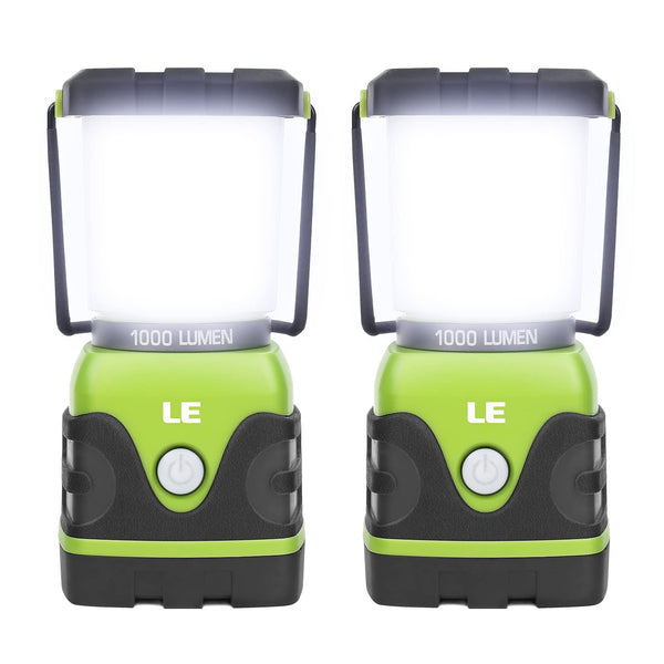 LE Camping Lantern, 1000 Lumen Camping Lights Battery Powered, Dimmable Warm to Cool White Modes, Tent Lights with Long Battery Life, Camping Accessories for Outdoors and Emergency, Pack of 2