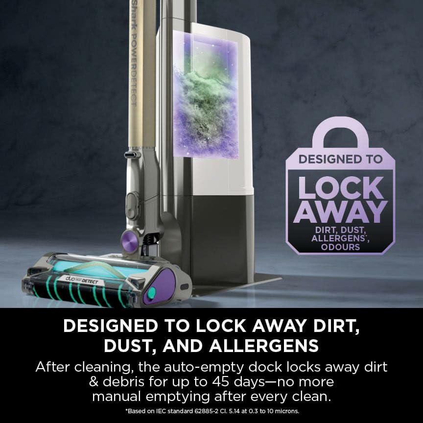 Shark PowerDetect Cordless Vacuum Cleaner, DuoClean Detect, Reverse Clean, Anti Hair Wrap Plus, Lightweight, 70 Min Runtime, Pet, Crevice & Multi-Surface Tools, Flexible, Handheld Mode, Grey IP1251UKT