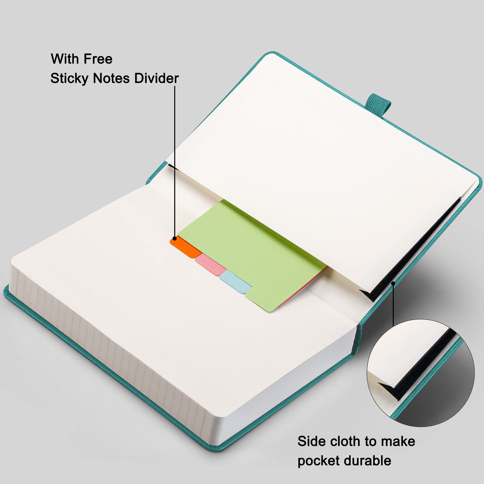 RETTACY Lined Journal Notebook - A5 Note Book Hardcover Thick Notepad 320 Numbered Pages for Writing,100gsm Lined Paper, Leather Hardcover, for Women Men Work Office School,14.5 x 21cm - Black