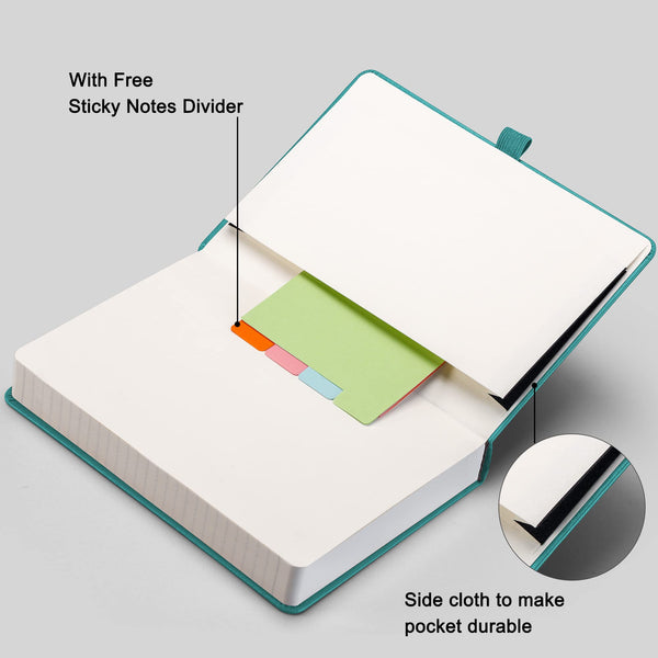 RETTACY Lined Journal Notebook - A5 Note Book Hardcover Thick Notepad 320 Numbered Pages for Writing,100gsm Lined Paper, Leather Hardcover, for Women Men Work Office School,14.5 x 21cm - Black