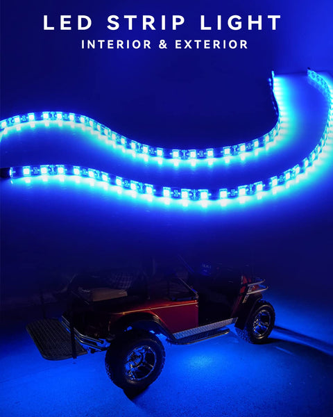 Motorbike Underglow 12V Led Strip Lights Neon Interior Car Lights Connectable Red Led Light Strips 12V for Cars Interior Lights Boat Marine Trucks 4Pack(60cm/24" Red)