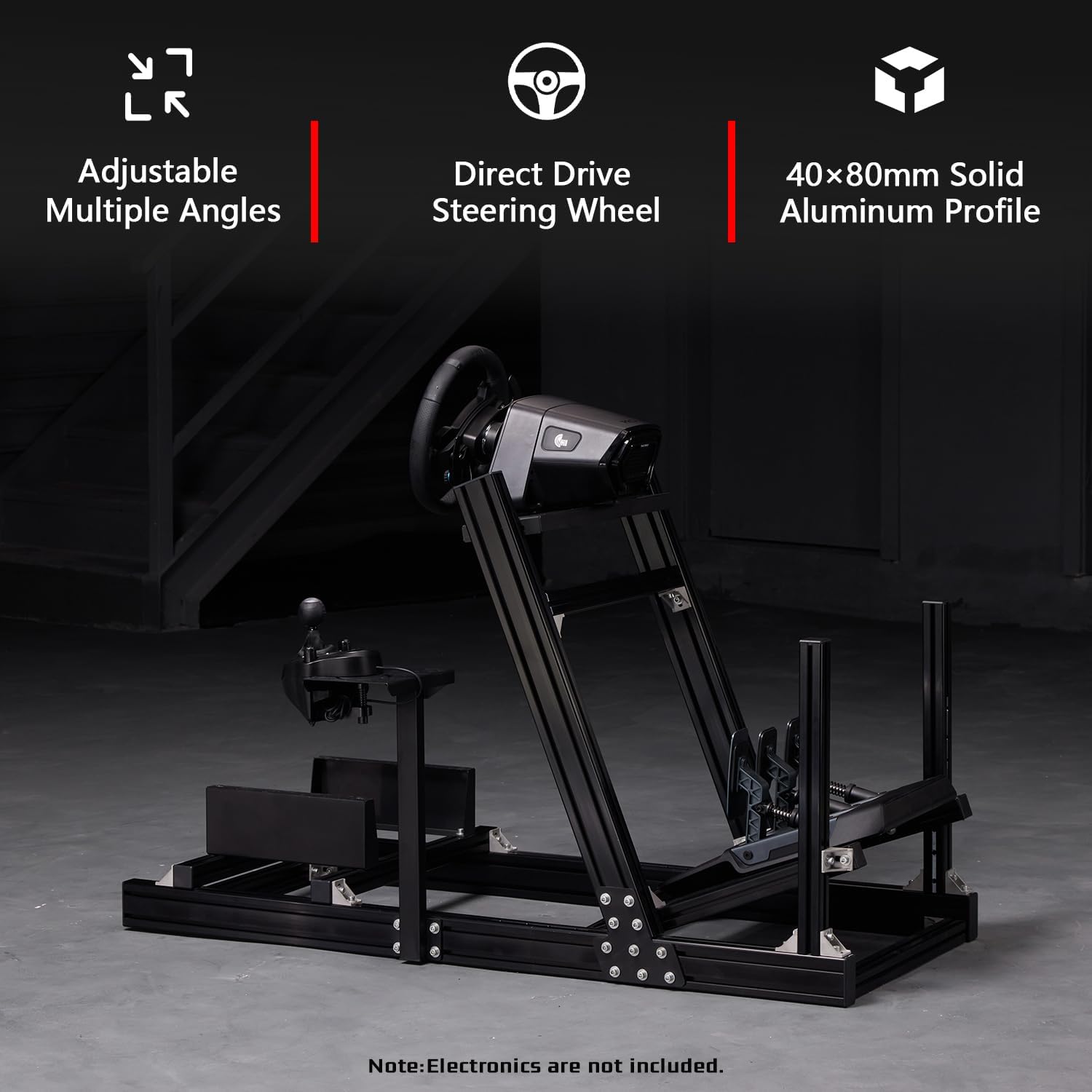 Dardoo 4080 Aluminum Profile Racing Simulator Cockpit, Steering Wheel Stand is Adjustable in all Directions,Fits For Logitech/Thrustmaster/Fanatec G920 G923 CSL-DD T818