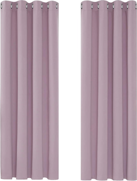 Deconovo Blackout Curtains Eyelet Super Soft Thermal Insulated Ring Top Blackout Curtains for Nursery 46 x 54 Drop Inch Dark Grey 2 Panels