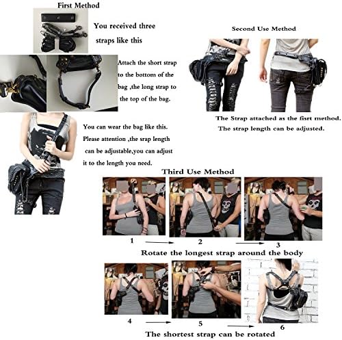 FiveloveTwo Men Women Leather Multi-Purpose Tactical Drop Leg Arm Bag Pack Hip Belt Waist Fanny Messenger Shoulder Bag Black