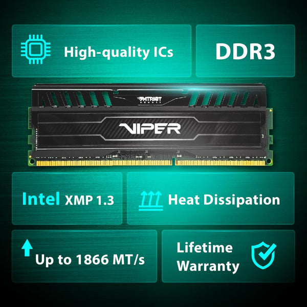 Patriot 16GB(2x8GB) Viper III DDR3 1866MHz (PC3 15000) CL10 Desktop Memory With Black Mamba Heatsink - PV316G186C0K