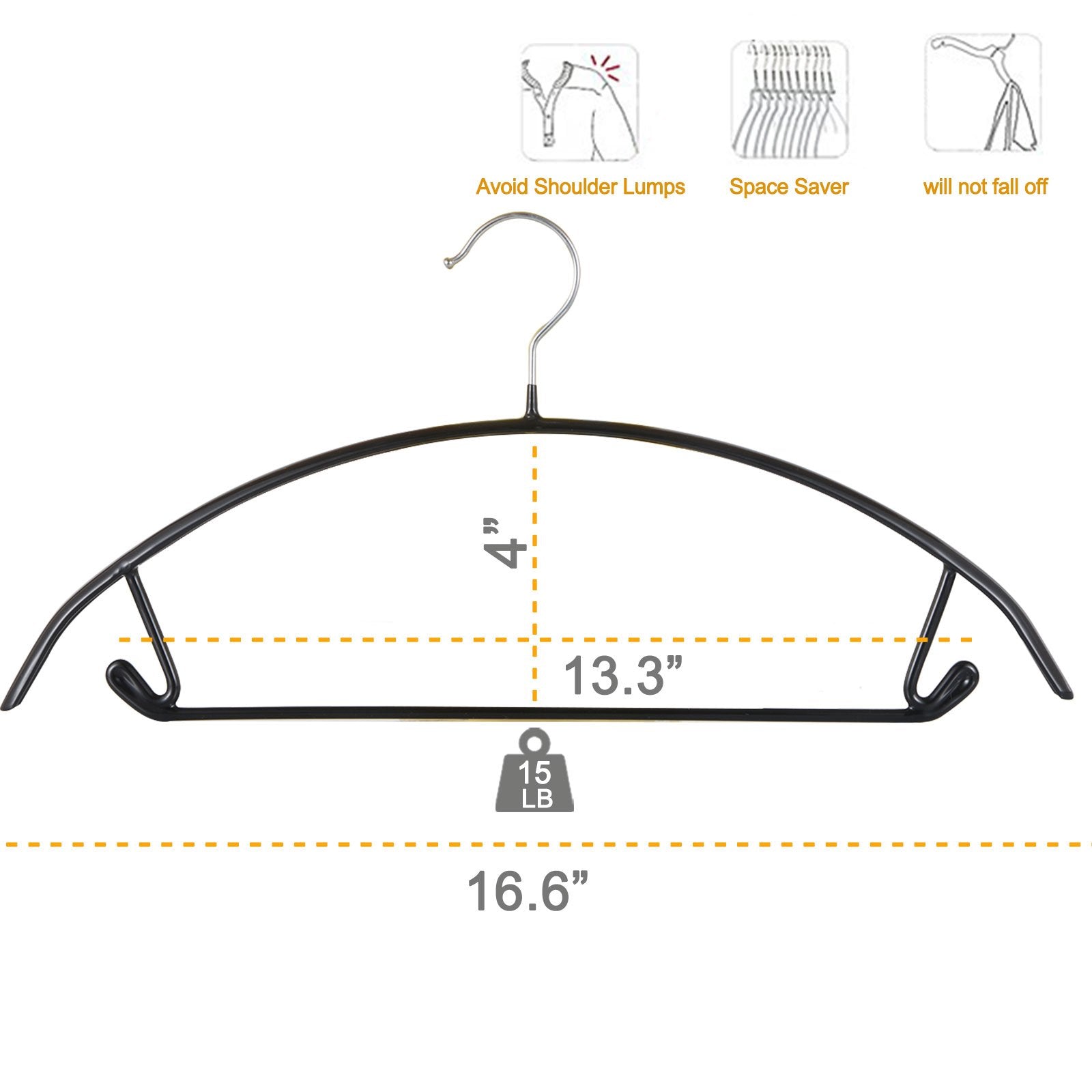 Voilamart Pack of 30 Coat Hanger,Light-Weight Non-Slip Knitwear Hanger,Metal Clothes Hangers No Shoulder Bumps for Knitwear Dress with Hook Jumper