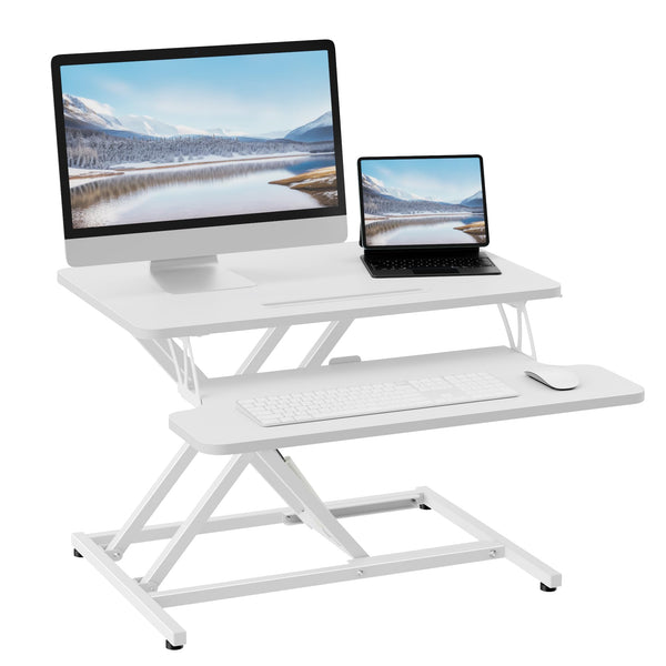 ERGOMAKER Standing Desk Converter, 36"/91cm Wide Height Adjustable Quick Sit to Stand Up Desk Riser for Dual Monitor