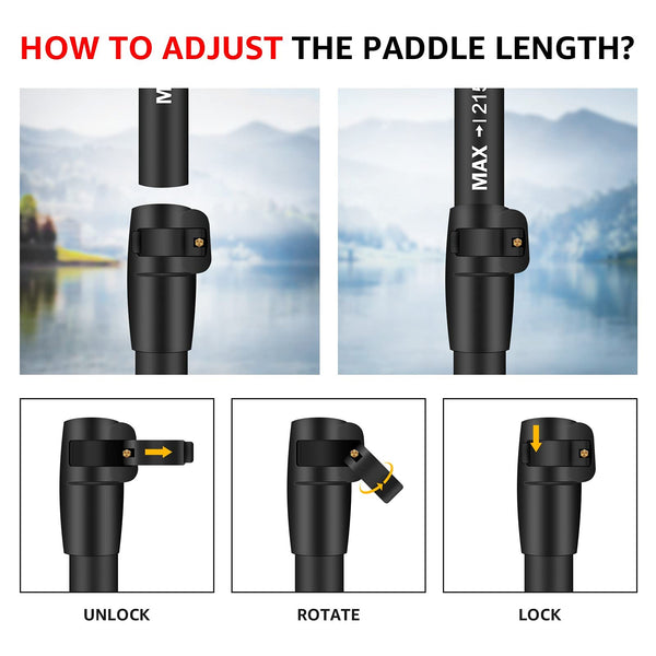 OVERMONT Aluminum Alloy SUP Paddle - 3 Piece Adjustable Stand Up Paddleboard Paddle