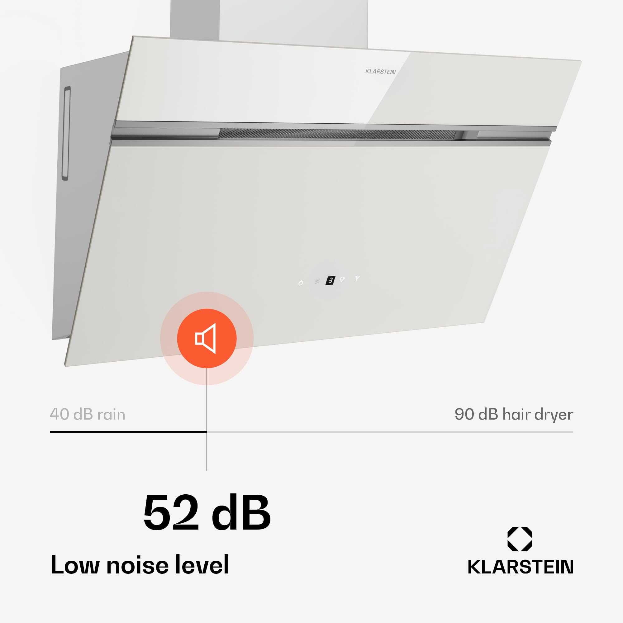 Klarstein Alina 90 Angled Cooker Hood - 600m³/h Air Flow, Touch Panel, LED Backlighting, Quiet 63dB, Energy Class A, 90cm Extractor Hood, Black