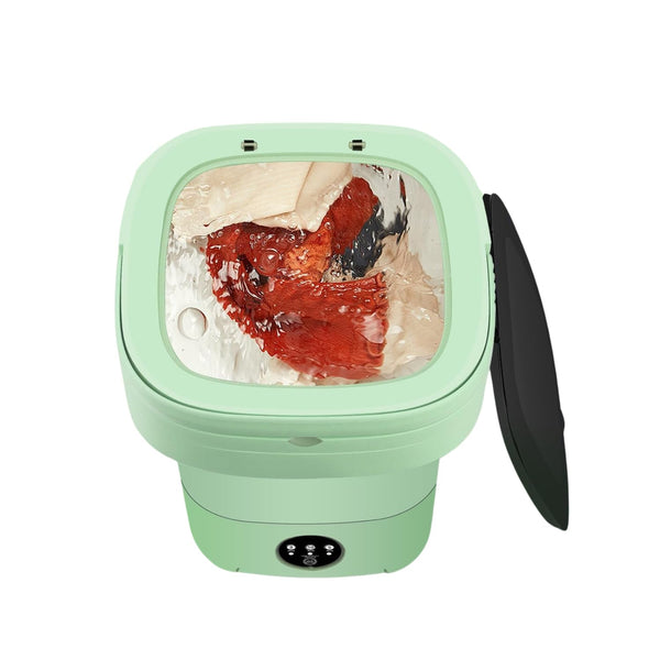 Portable Washing Machine, 11L Foldable Washer & Spin Dryer with Laundry Bag & Drying Net & Microfiber Cloths, Laundry Machine with 3 Cleaning Modes for Baby Clothes and Underwear (Blue)