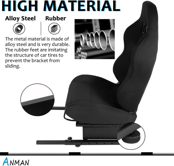 Anman Racing Simulator Cockpit with Black Seat Fit for Minneer Dardoo Flight Sim Game Chair with Neck Pillow Lumbar and Seat Belt Drilling Support for DIY(Not Included Wheel Shifter Pedal)