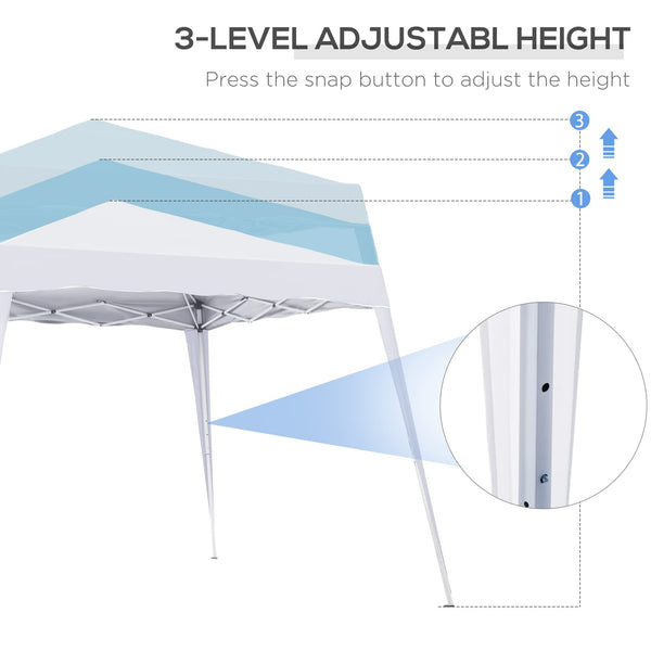 Outsunny 3 M x 3 M Base/ 2.5 M x 2.5 M Top Pop Up Gazebo, One Person Setup Instant with Carry Bag, Height Adjustable Slant Leg Party Tent Instant Event Shelter for Garden, Patio, Black