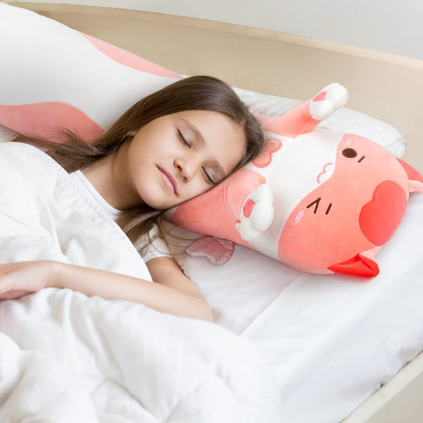 Mewaii 36in Long Cat Plush Pillows Stuffed Animals Squishy Pillows - Plushie Cute Kitty Sleeping Hugging Plush Pillow Soft Toys for Kids(Orange)