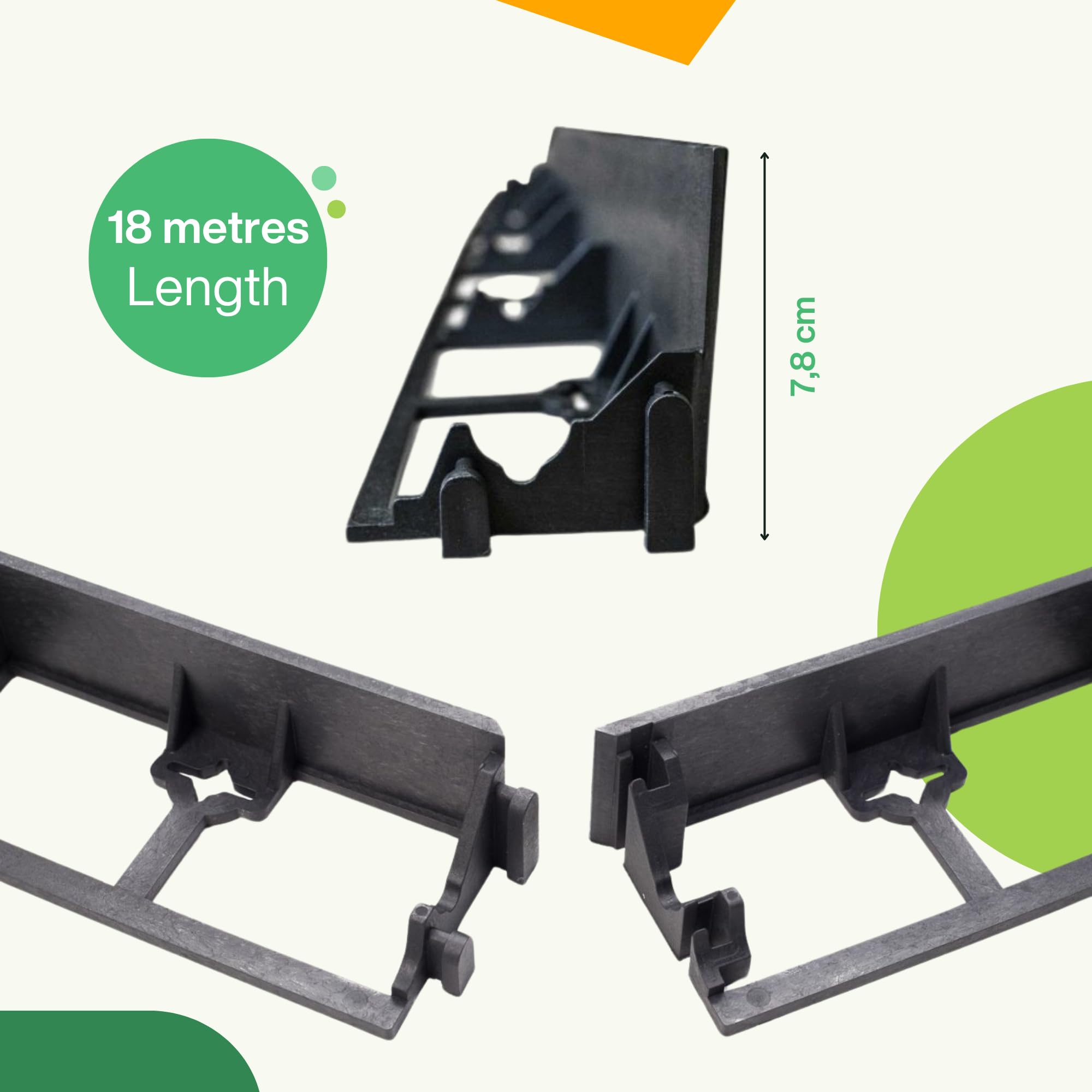 Flexible Lawn Edging 18 m - Invisible Plastic Garden Edge with 100 Securing Pegs - Easy to Use, Weather Resistant - Grass, Flowerbed & Path Border