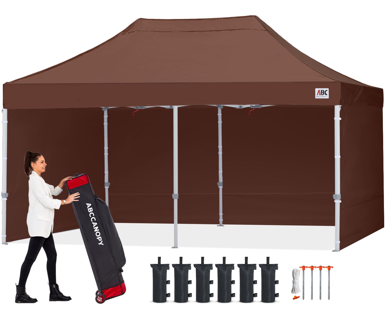 ABCCANOPY 3x6M Pop Up Gazebo Canopy Commercial Tents Market stall with 4 Removable Sidewalls and Roller Bag Bonus 4 Weight Bags (Grey)