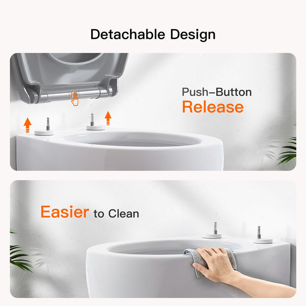 Pipishell Soft Close Toilet Seat, Toilet Seat with Quick Release for Easy Clean, Simple Top Fixing, Standard Toilet Seats White with Adjustable Hinges, O Shape
