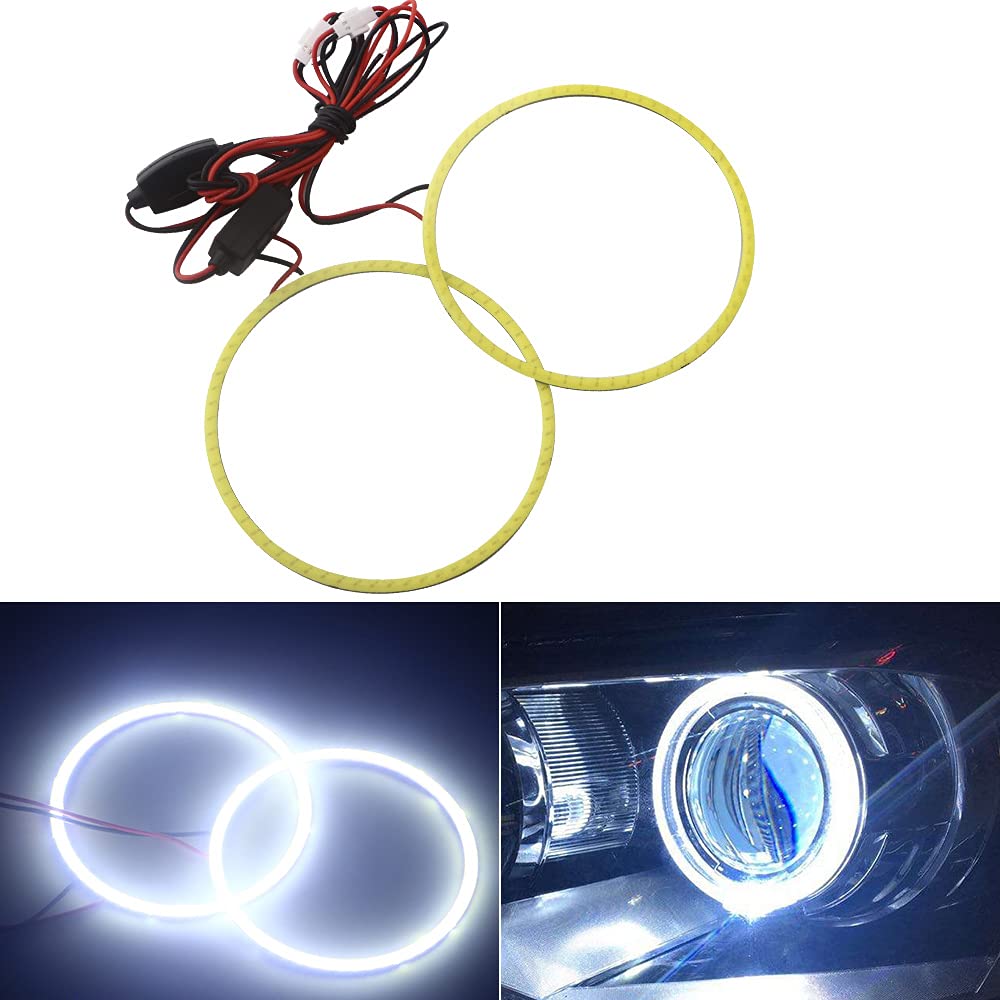 Qasim Car Angel Eyes COB Light Halo Ring 120MM 93SMD Headlight Lamp White 12V 24V(Pack of 2PCS)