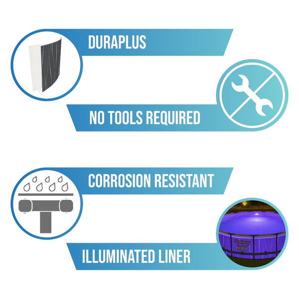 Bestway Steel Pro | Max Round Frame Swimming Pool with Filter Pump, Above Ground Frame Pools, Grey, 15ft