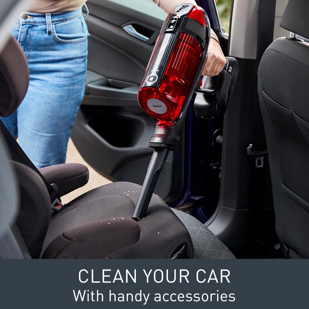 Tefal Cordless Stick Vacuum Cleaner X-Force 12.60 – 45 min Runtime, Handheld & Flexible Vacuum Cleaner, Pet & Car Tool, Red, TY98A2GO