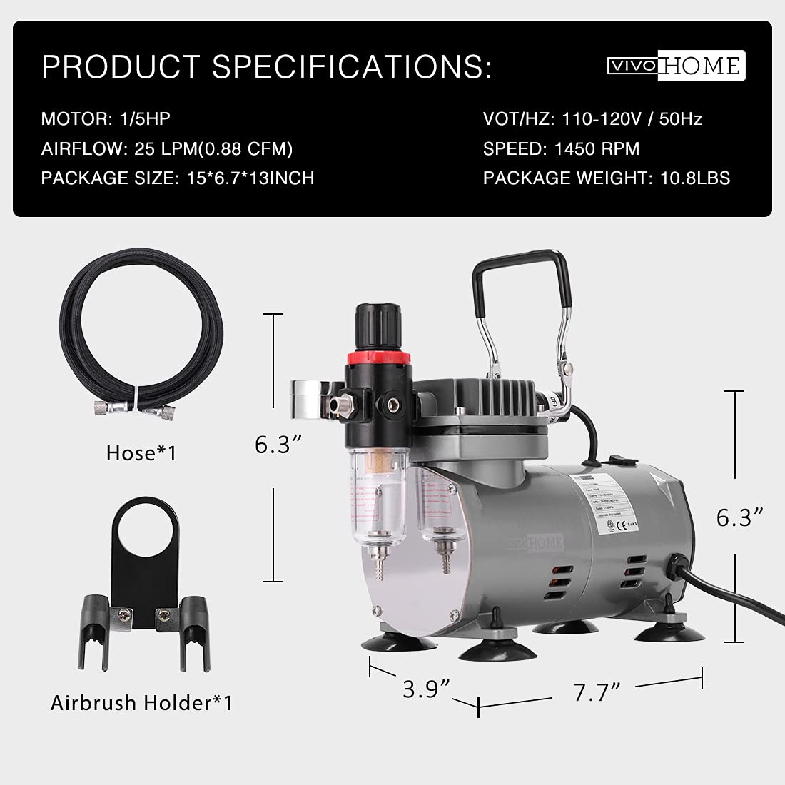 VIVOHOME Professional Airbrushing Paint System with 1/5 HP Air Compressor and 3 Paint Sprayers for Tattoo Makeup Shoes Cake Decoration Blue