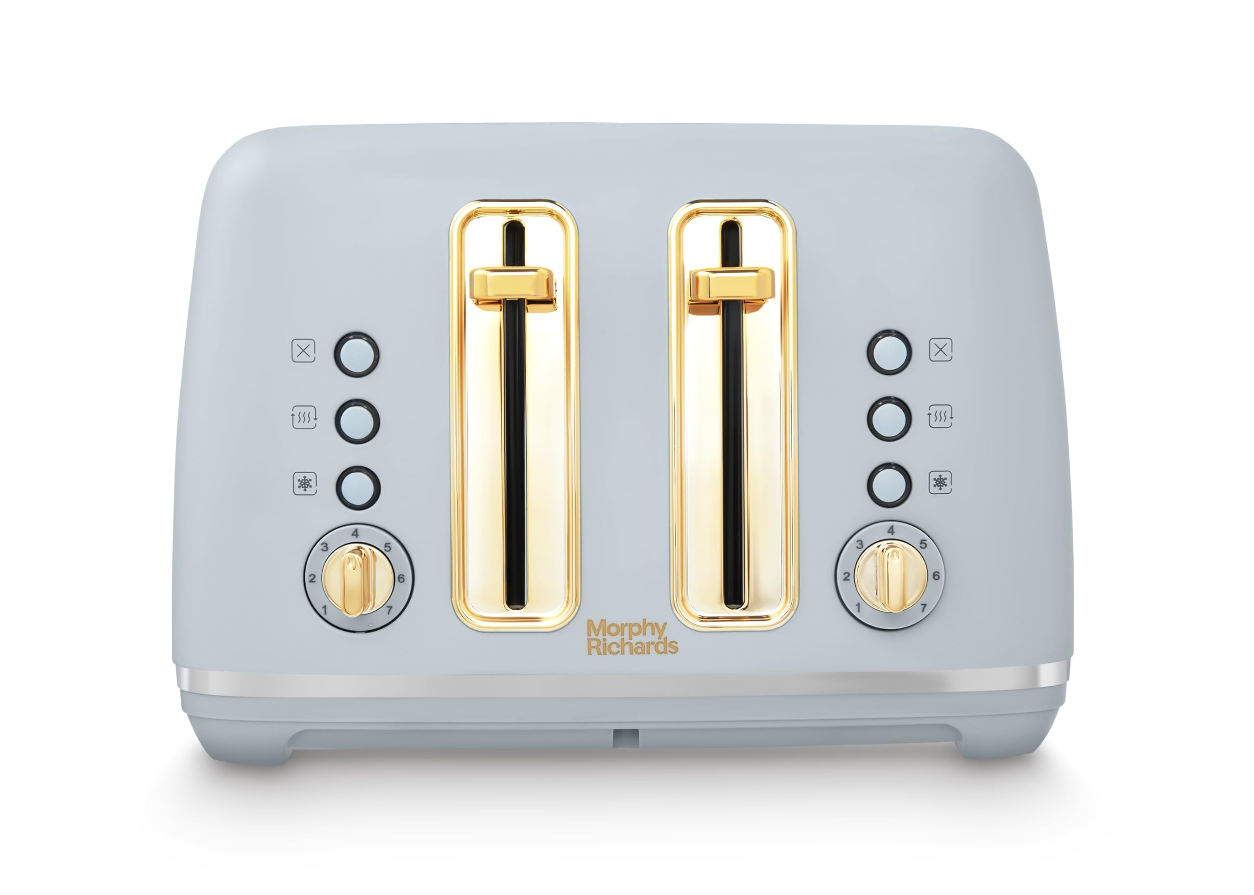 Morphy Richards Accents 4 Slice Toaster, Soft Gold Collection, Variable Browning, Removable Crumb Tray, Cord Storage, Non-slip, 2200W, Ocean Grey,